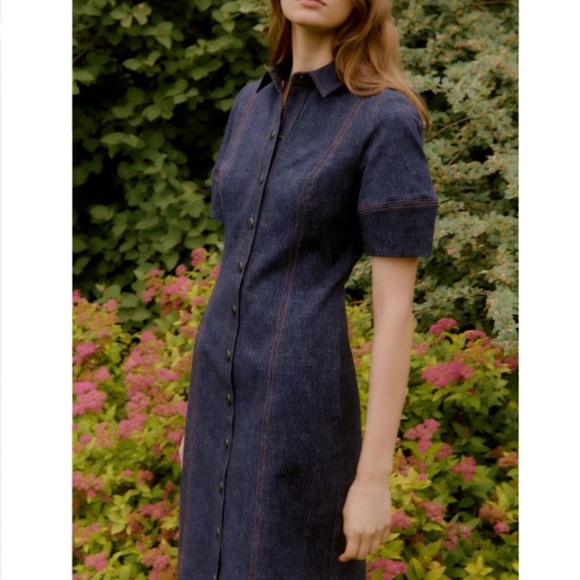Pearl Dresses & Skirts - NWT Pearl Midnight Stretch Denim Snap Button Front Dress Size 10